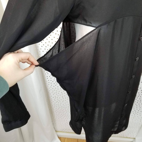 UO Silence & Noise Sheer Button Up Cut-Out Dress - Picture 4 of 8